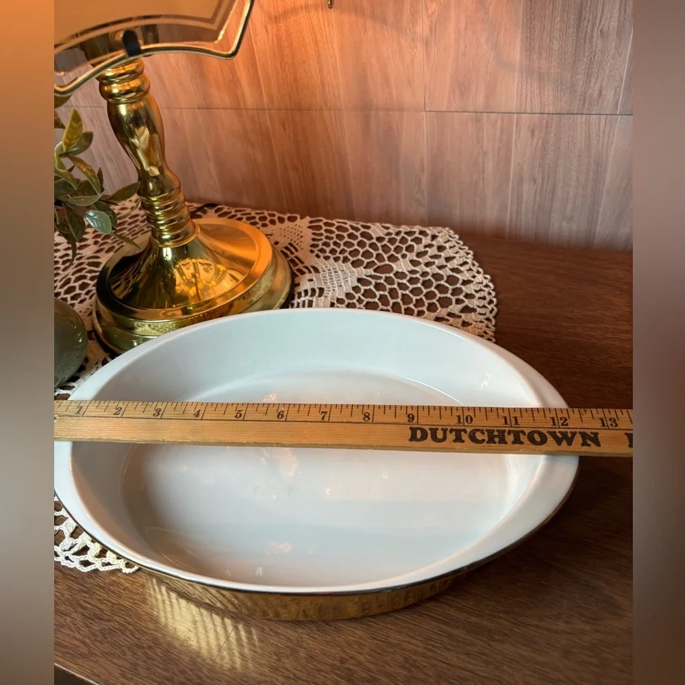 Vintage Aplico Gold Scalloped Bakeware Oval Serving Dish Made in France